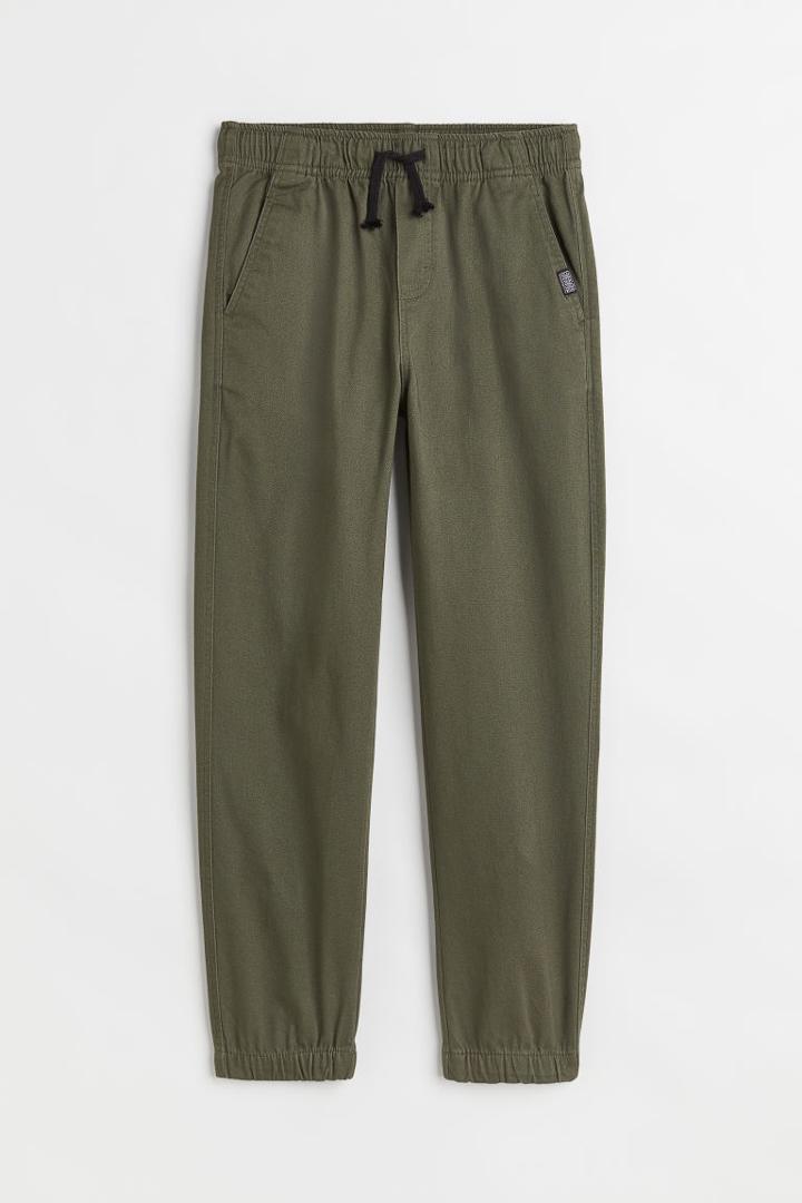 H & M - Cotton Twill Joggers - Green