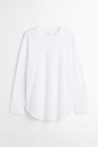 H & M - Long-sleeved Shirt Long Fit - White