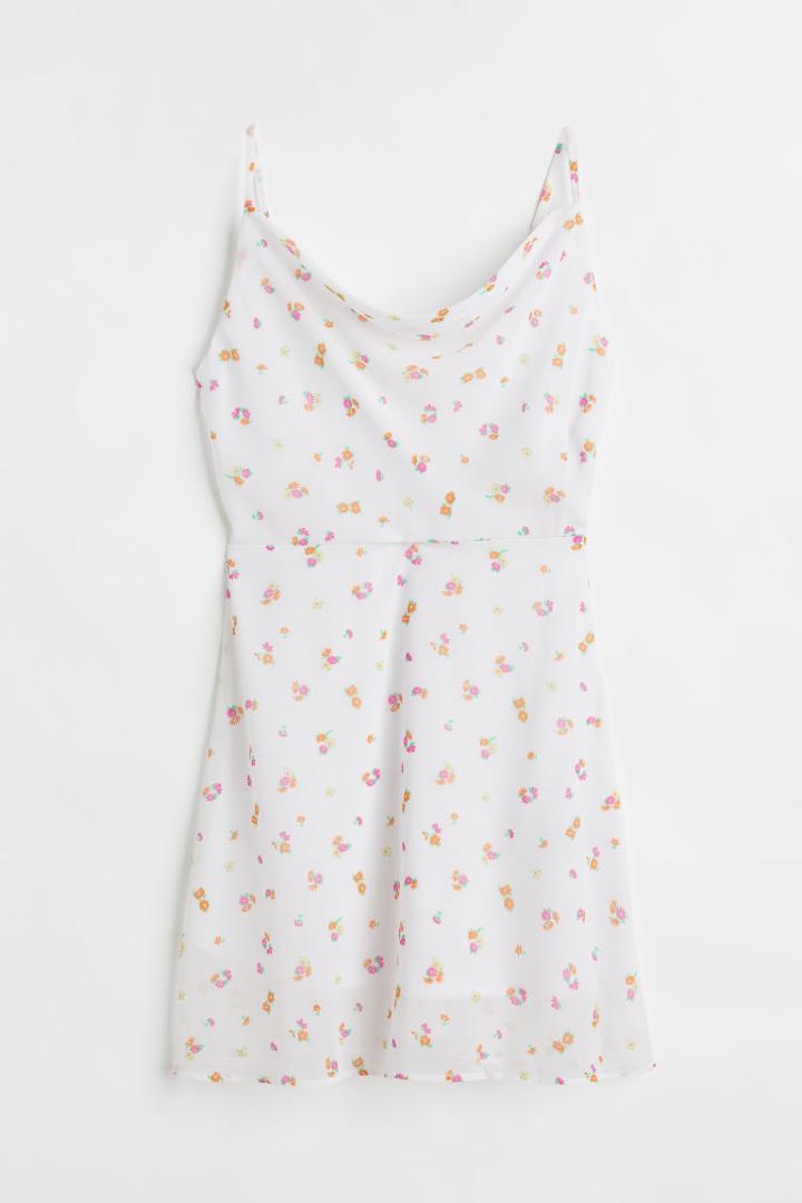 H & M - Patterned Chiffon Dress - White