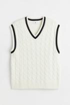 H & M - Relaxed Fit Cable-knit Sweater Vest - White