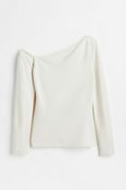 H & M - One-shoulder Jersey Top - White
