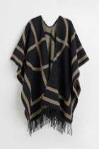 H & M - Fringe-trimmed Poncho - Black