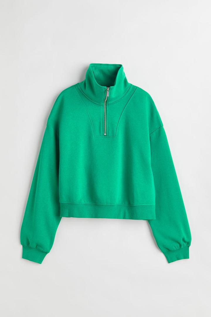 H & M - Half-zip Sweatshirt - Green