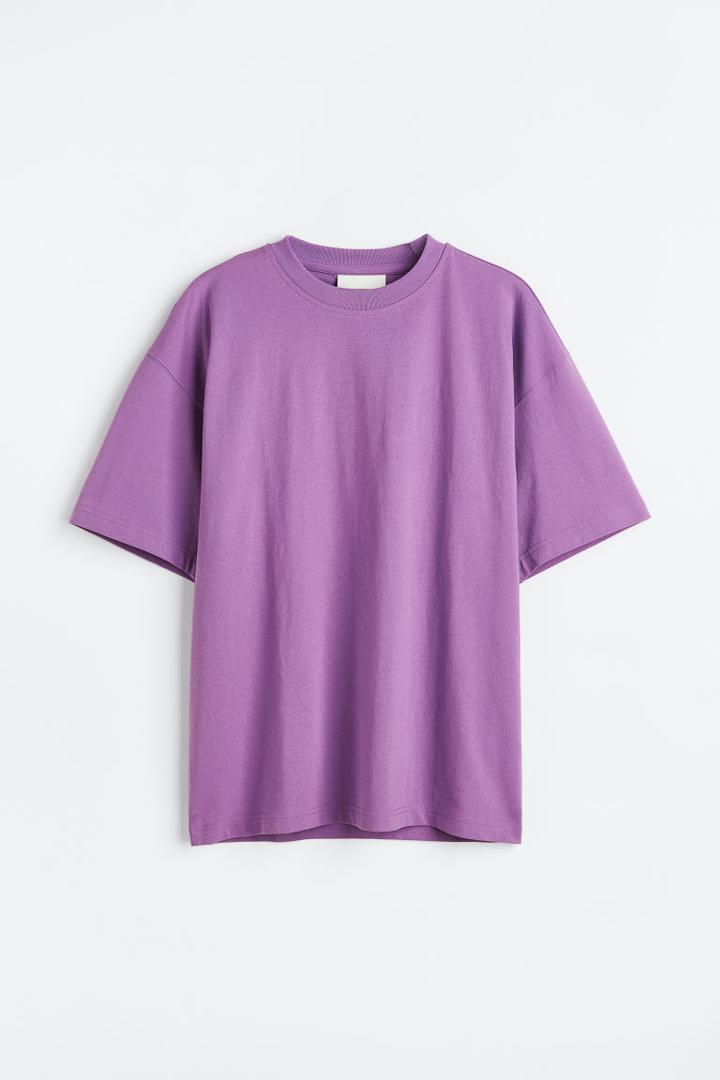 H & M - Oversized Fit Cotton T-shirt - Purple