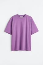 H & M - Oversized Fit Cotton T-shirt - Purple