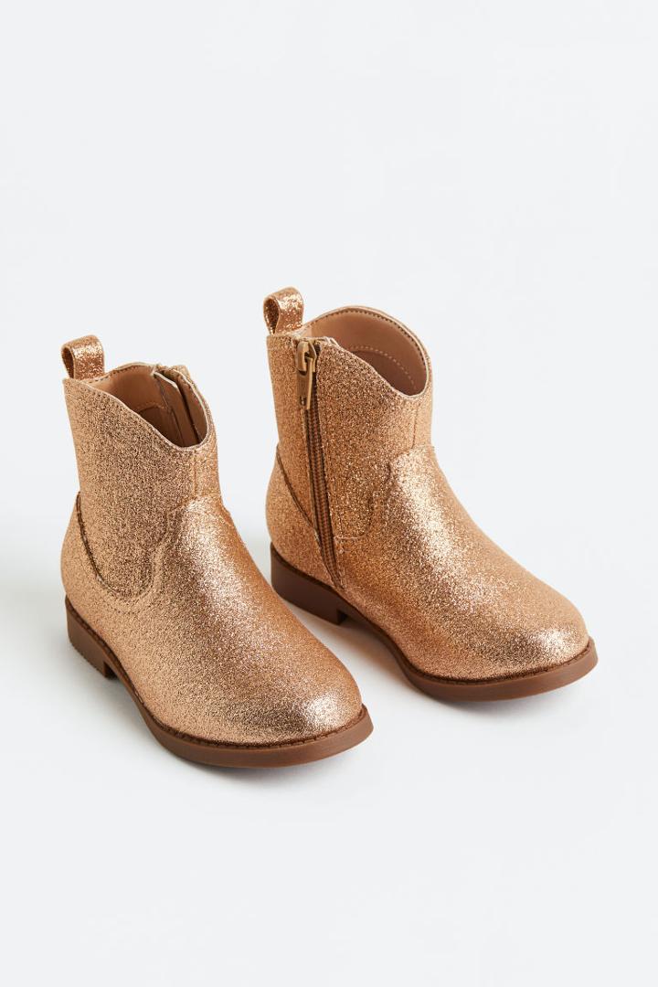 H & M - Glittery Boots - Brown