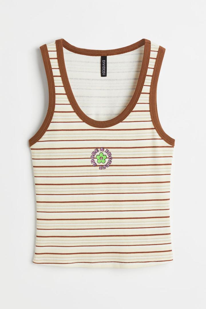 H & M - Printed Tank Top - Beige