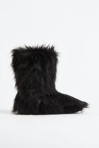 H & M - Warm-lined Fluffy Boots - Black