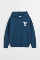 H & M - Oversized Printed Hoodie - Blue