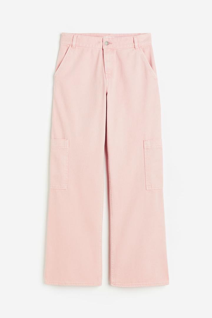 H & M - Wide-leg Cargo Pants - Pink