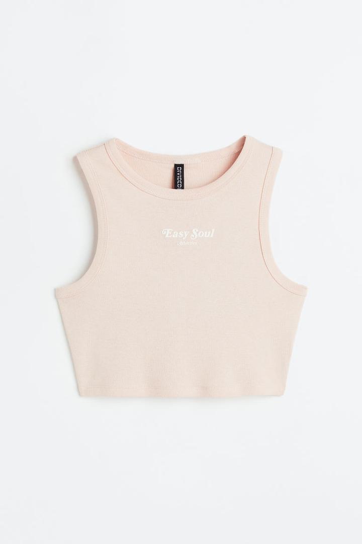H & M - Cropped Vest Top - Pink