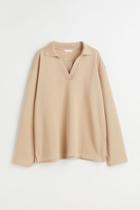 H & M - Collared Sweatshirt - Beige