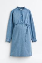 H & M - Mama Ruffle-trimmed Denim Dress - Blue