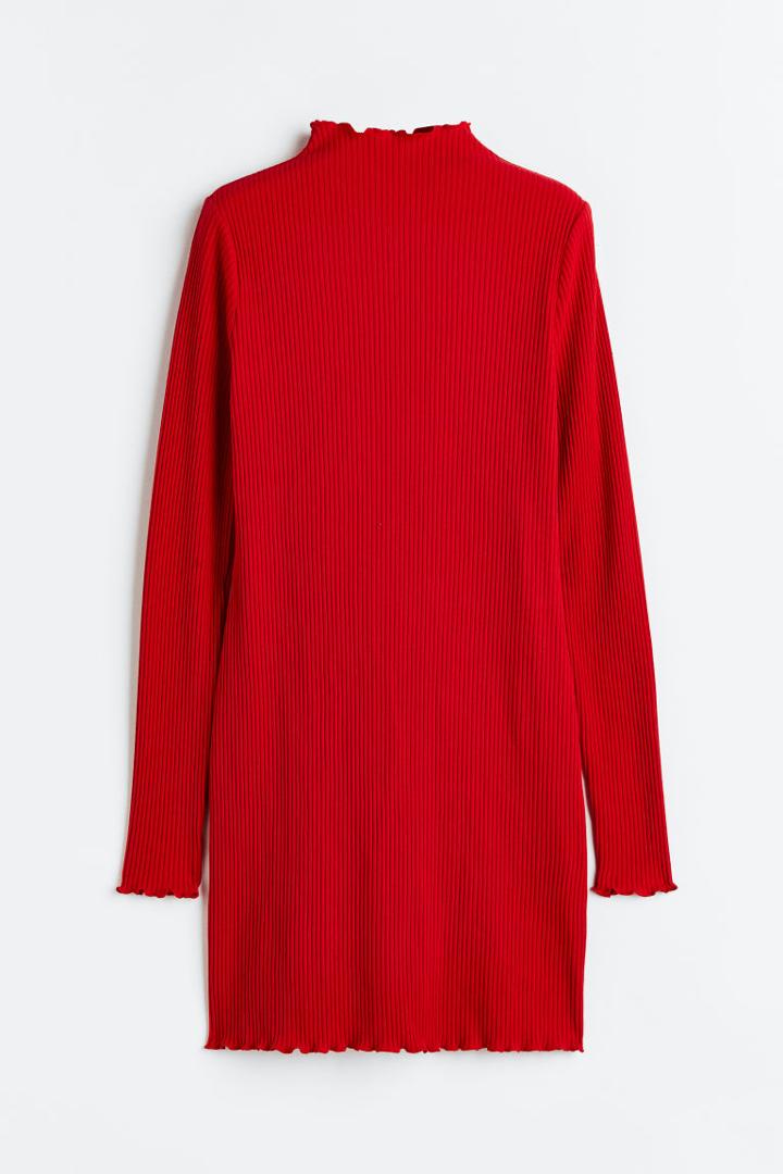 H & M - H & M+ Ribbed Mock Turtleneck Dress - Red