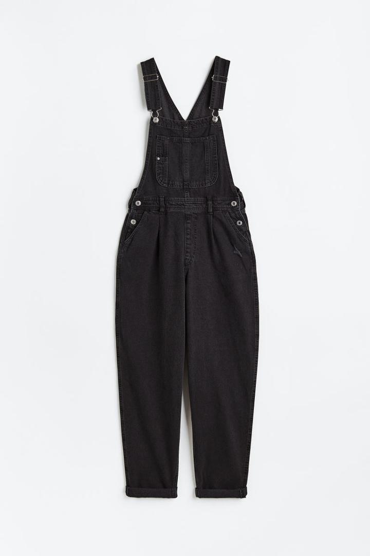 H & M - Mom Fit Denim Overalls - Black