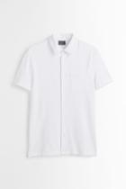 H & M - Muscle Fit Cotton Piqu Shirt - White