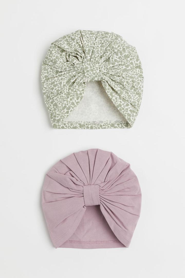 H & M - 2-pack Cotton Turbans - Purple