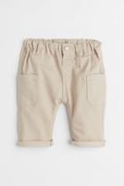 H & M - Twill Pants With Leg Pockets - Beige