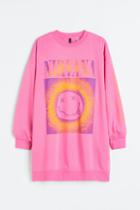 H & M - H & M+ Oversized Printed Sweatshirt Dress - Pink