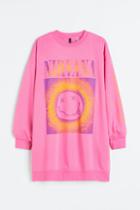 H & M - H & M+ Oversized Printed Sweatshirt Dress - Pink