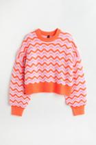 H & M - Pointelle-knit Sweater - Orange