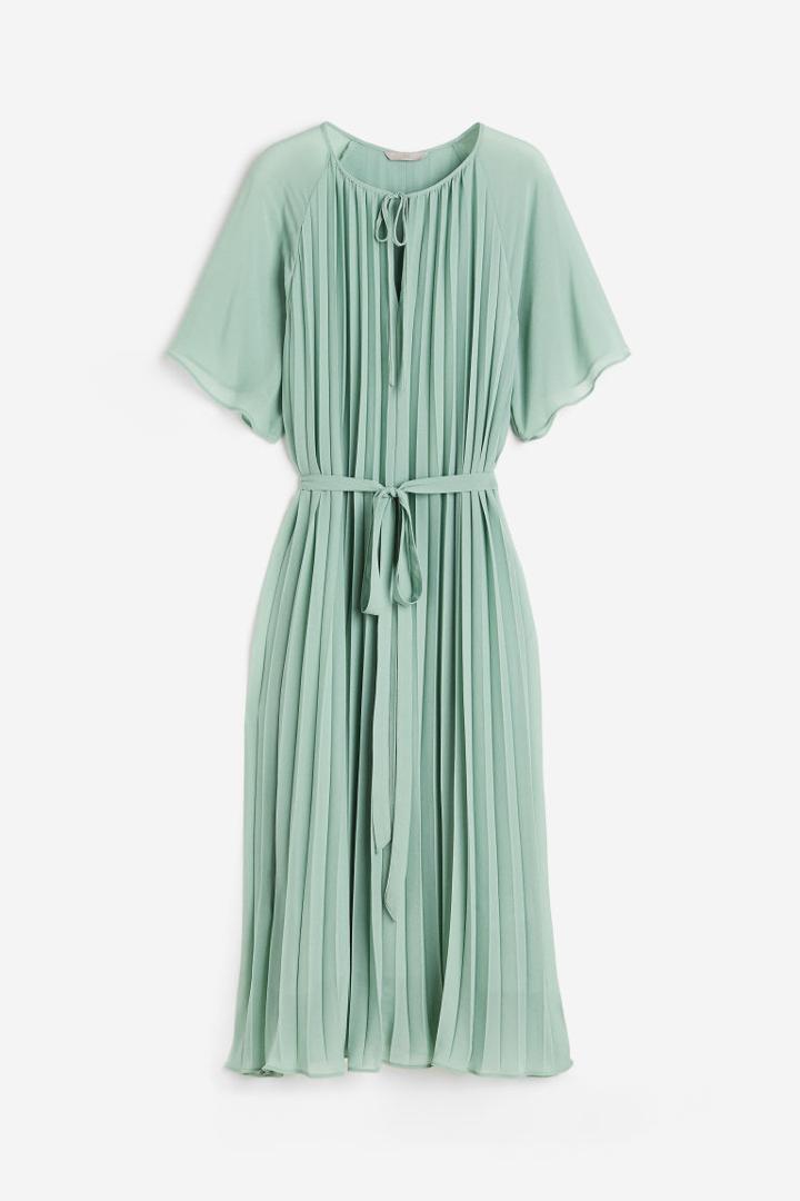 H & M - Pleated Dress - Green