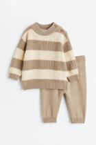 H & M - 2-piece Knit Set - Beige