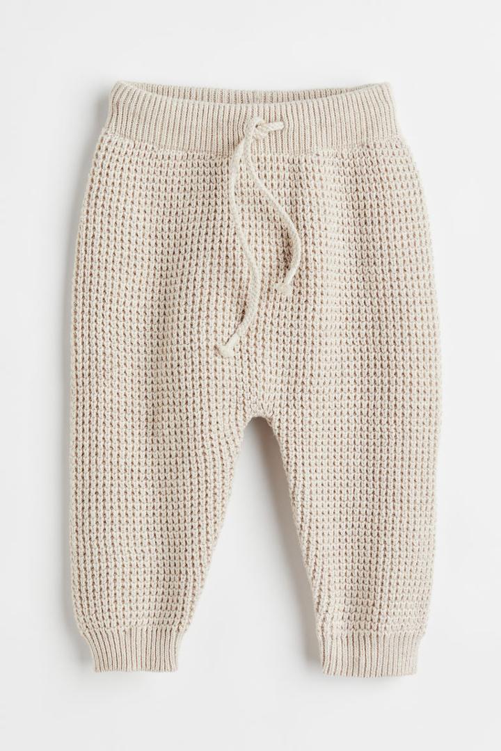 H & M - Textured-knit Pants - Beige