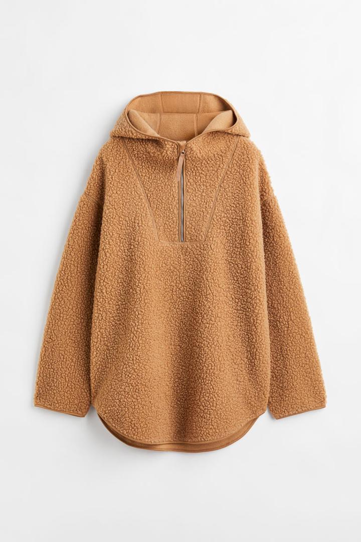 H & M - Oversized Fleece Hoodie - Beige