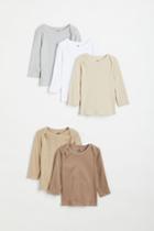 H & M - 5-pack Cotton Shirts - Beige