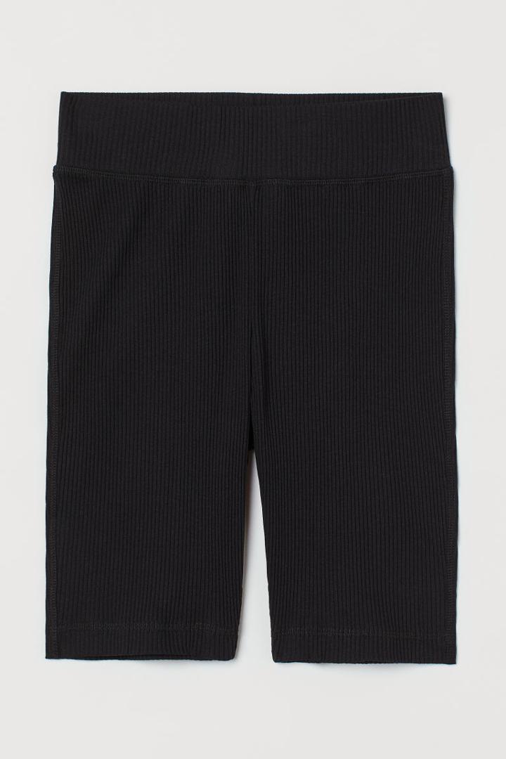H & M - Ribbed Bike Shorts - Black