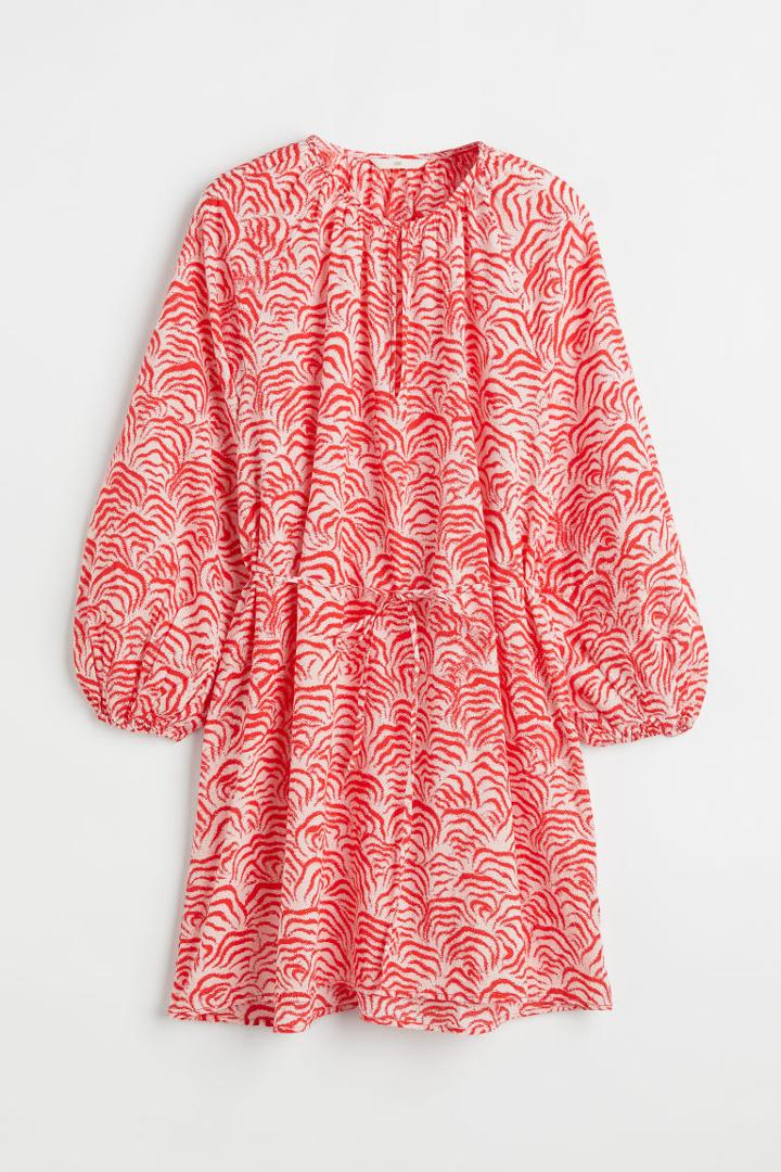 H & M - Balloon-sleeved Dress - Red