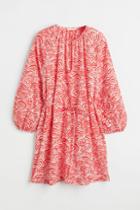 H & M - Balloon-sleeved Dress - Red