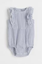 H & M - Flounce-trimmed Romper Suit - Blue