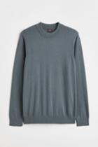 H & M - Slim Fit Fine-knit Mock Turtleneck Sweater - Gray