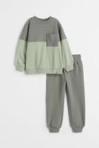 H & M - 2-piece Shirt And Joggers Set - Green