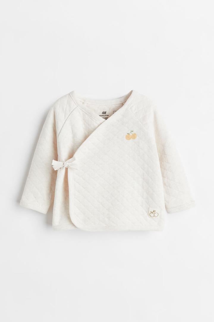 H & M - Quilted Cotton Wrapover Jacket - Beige