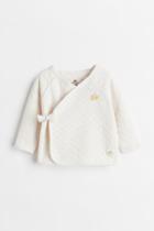 H & M - Quilted Cotton Wrapover Jacket - Beige