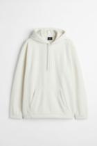 H & M - Relaxed Fit Fleece Hoodie - White