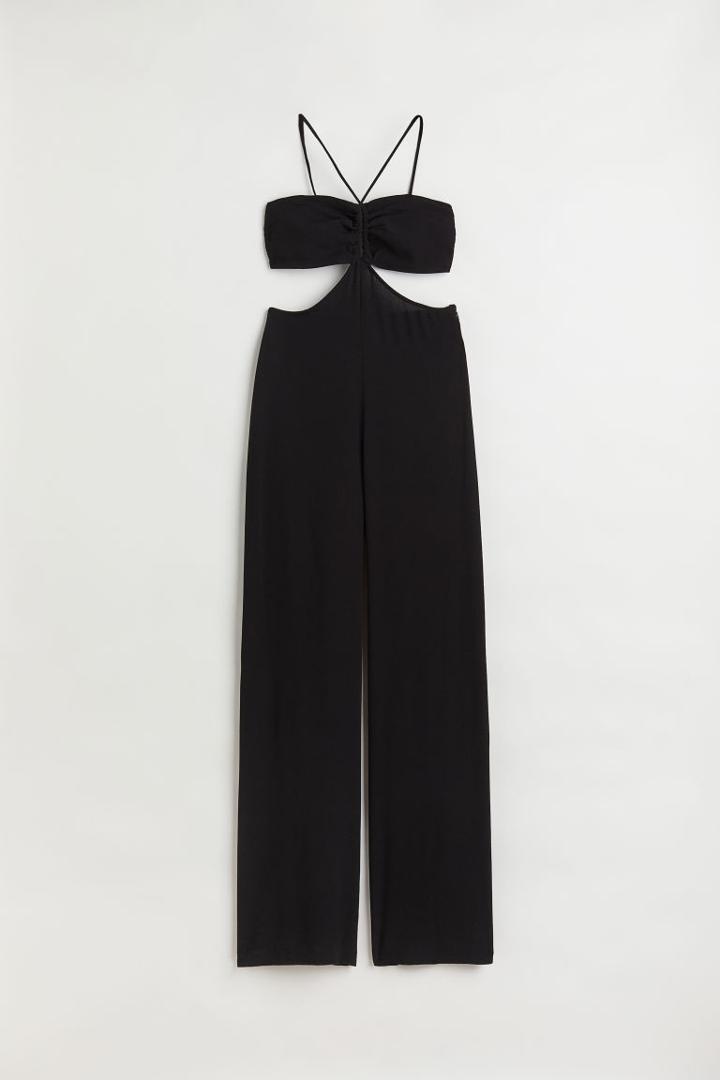 H & M - Cut-out Halterneck Jumpsuit - Black