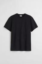 H & M - Regular Fit Pima Cotton T-shirt - Black