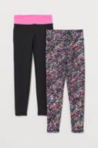 H & M - 2-pack Sports Leggings - Orange