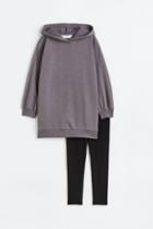 H & M - 2-piece Dress And Leggings Set - Gray