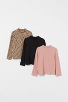 H & M - 3-pack Jersey Tops - Beige