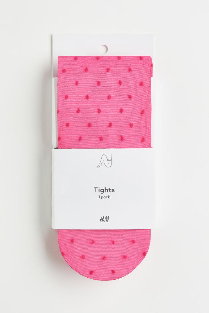 H & M - 40 Denier Dotted Tights - Pink