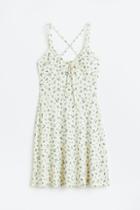 H & M - Crinkled Drawstring-detail Dress - White