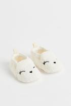 H & M - Soft Faux Shearling Slippers - White