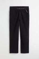H & M - Relaxed Fit Belted Corduroy Pants - Black