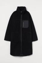 H & M - Faux Shearling Jacket - Black