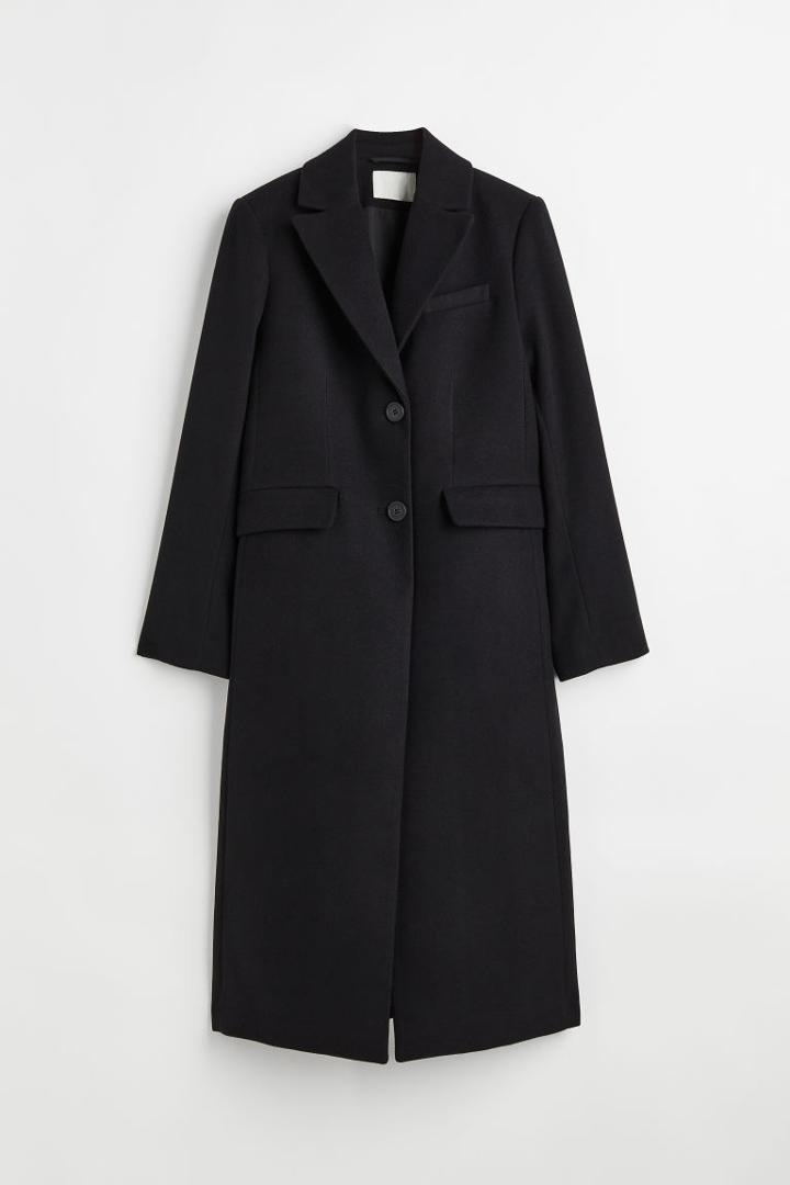 H & M - Single-breasted Coat - Black